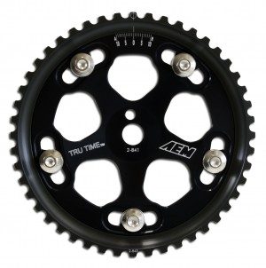 AEM Tru-Time Adjustable Cam Gear. Black. 5-Bolt. Mitsubishi 4G63 (23-831BK)